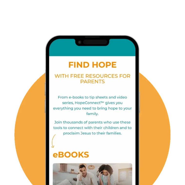 HopeConnect parenting articles on a phone